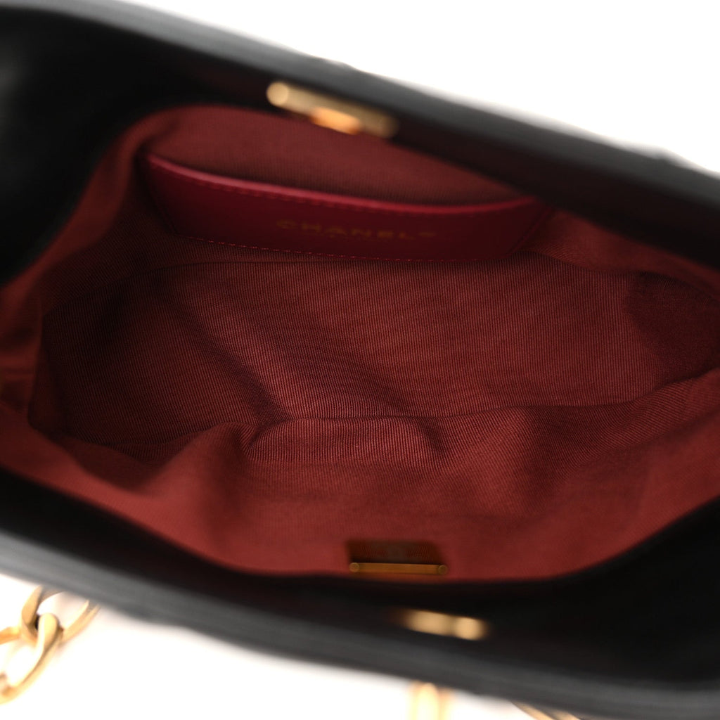 Chanel Lambskin Quilted Small CC Chain Hobo Black
