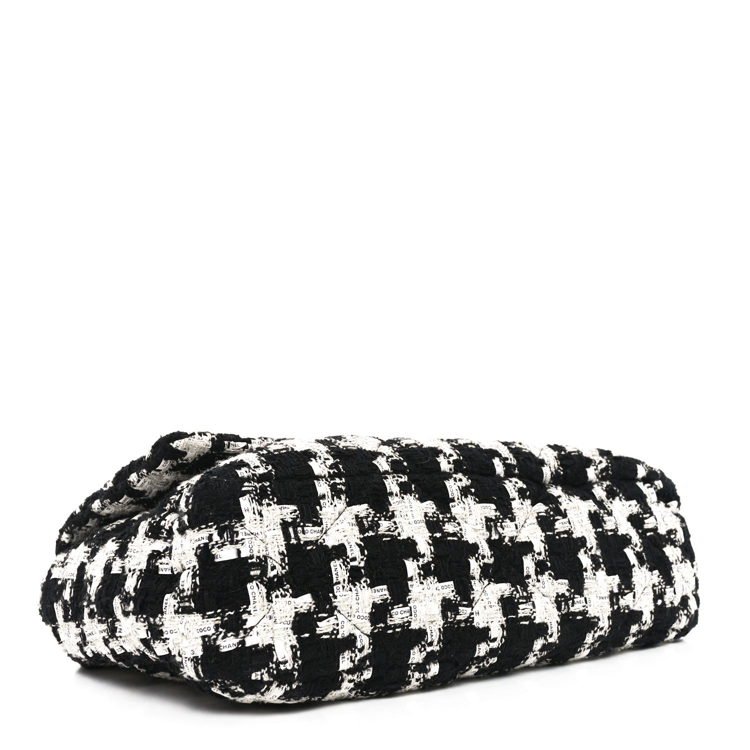 Chanel Tweed Quilted Large Chanel 19 Flap Black Ecru White
