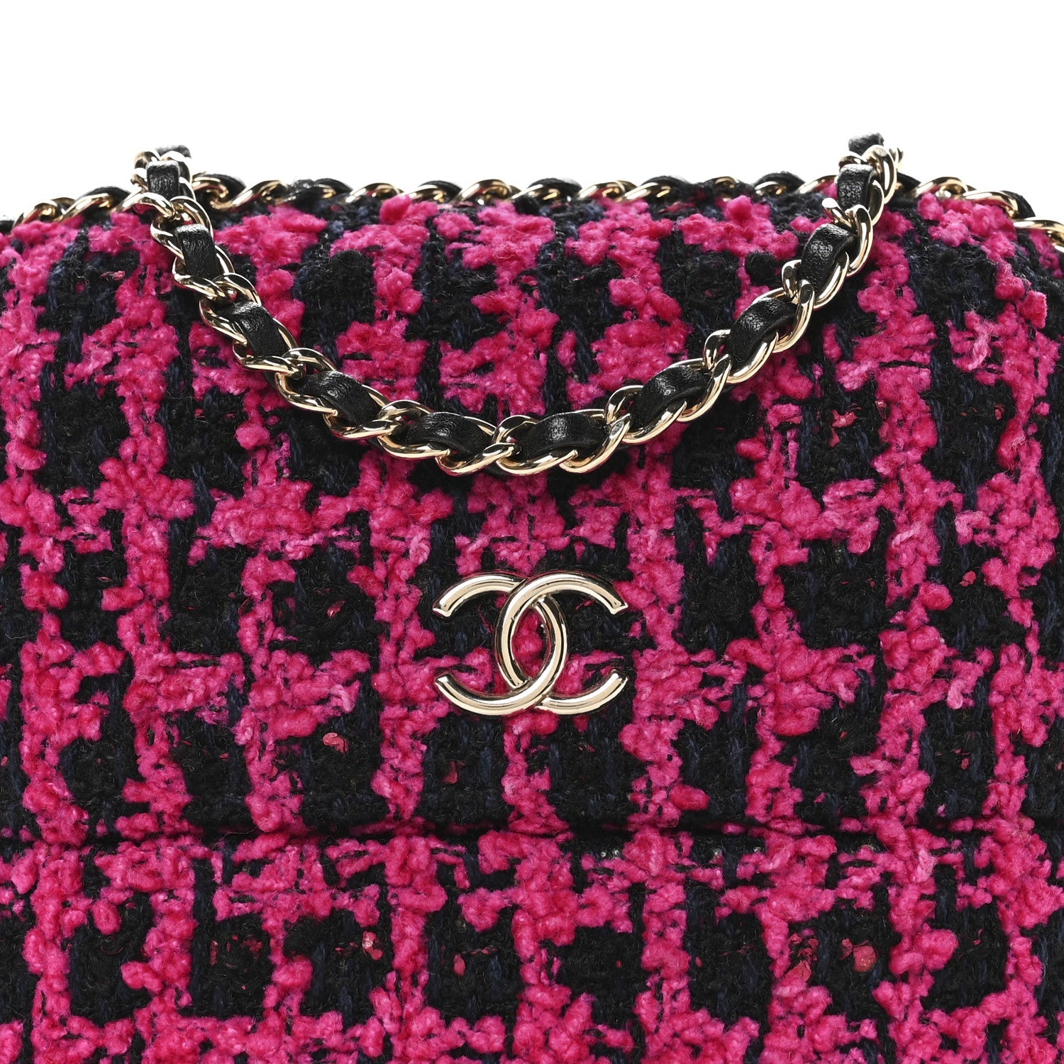 Chanel Tweed Chain Around Phone Holder Pink