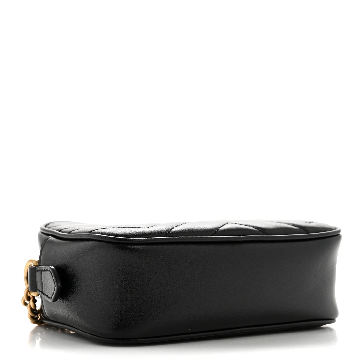 Gucci Calfskin Matelasse Mini GG Marmont Chain Shoulder Bag Black