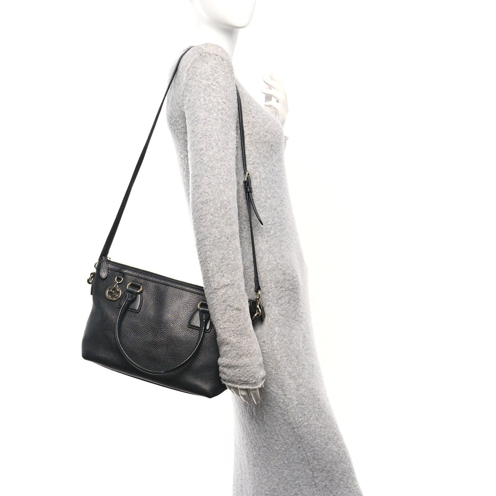 Gucci Dollar Calfskin GG Charm Satchel Black