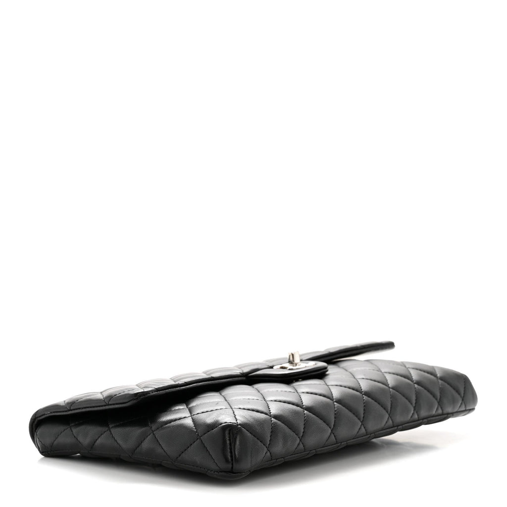 Chanel Lambskin Quilted Flap Clutch Black