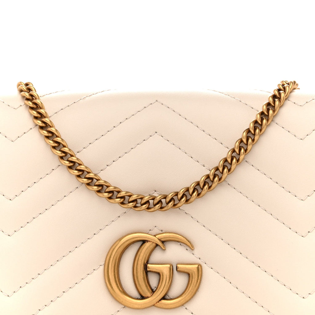 Gucci Calfskin Matelasse GG Marmont Mini Bag White