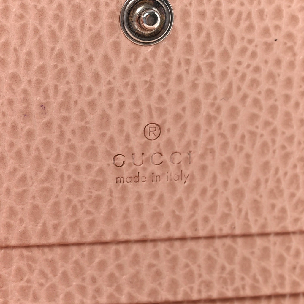 Gucci Dollar Calfskin Enamel Monochrome GG Marmont Card Case Perfect Pink