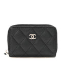 Caviar Quilted Zip Coin Purse Black