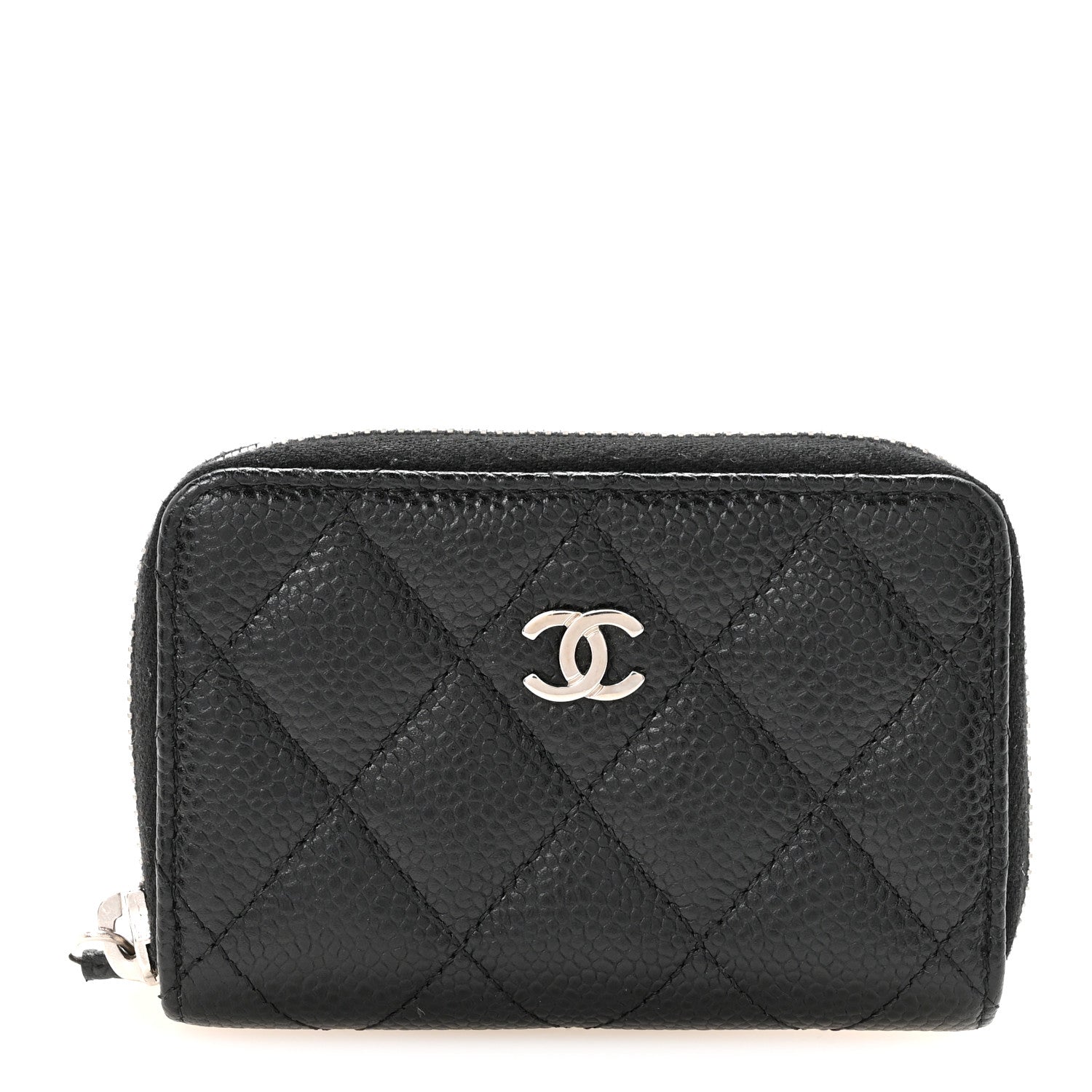 Caviar Quilted Zip Coin Purse Black