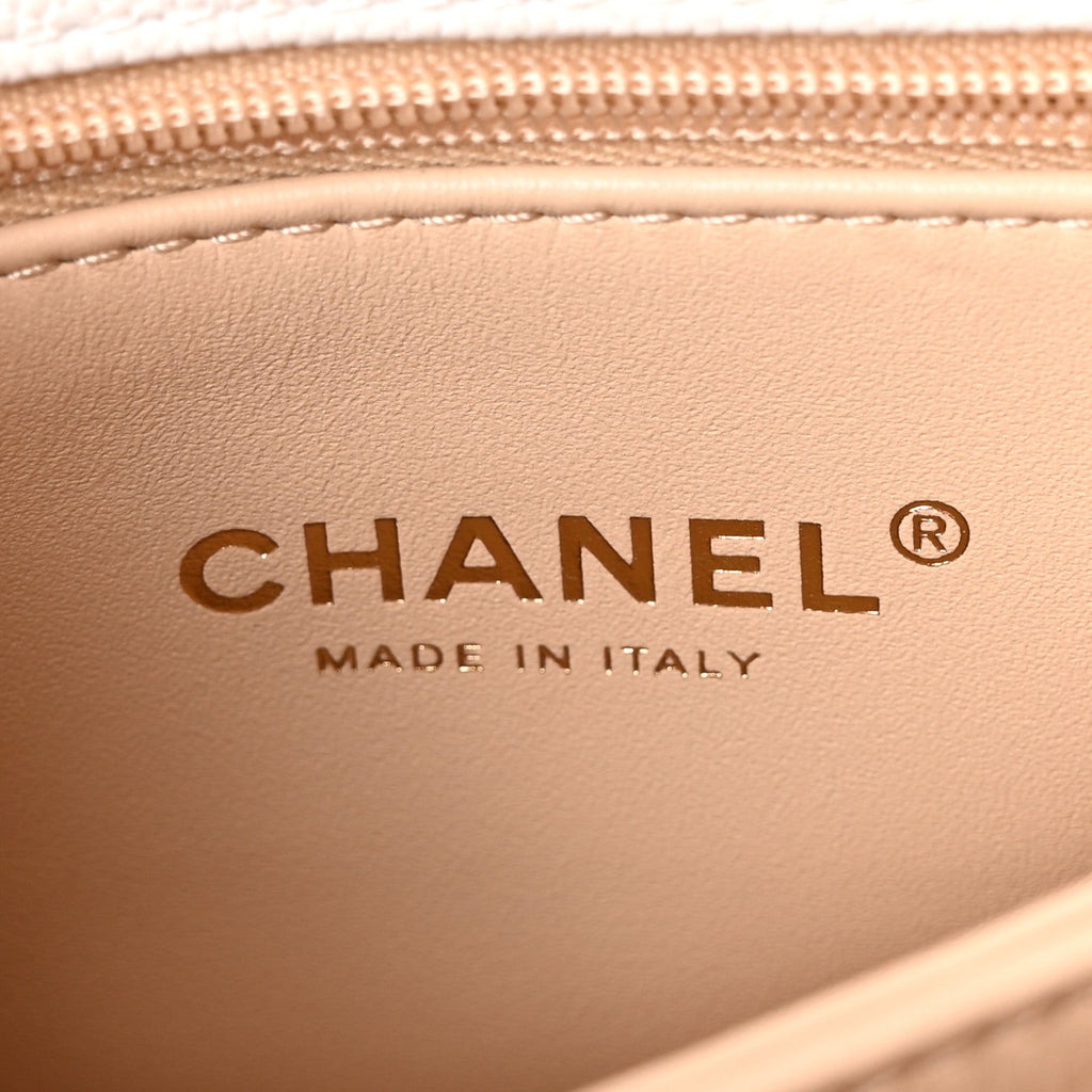 Chanel Caviar Quilted Mini Coco Handle Flap White