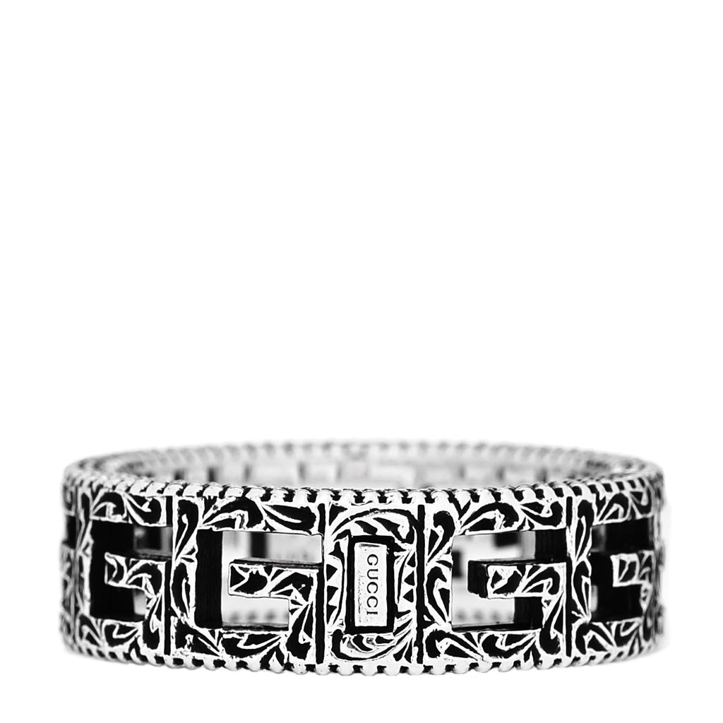 Gucci Sterling Silver Narrow Square G Band Ring 58 8.25