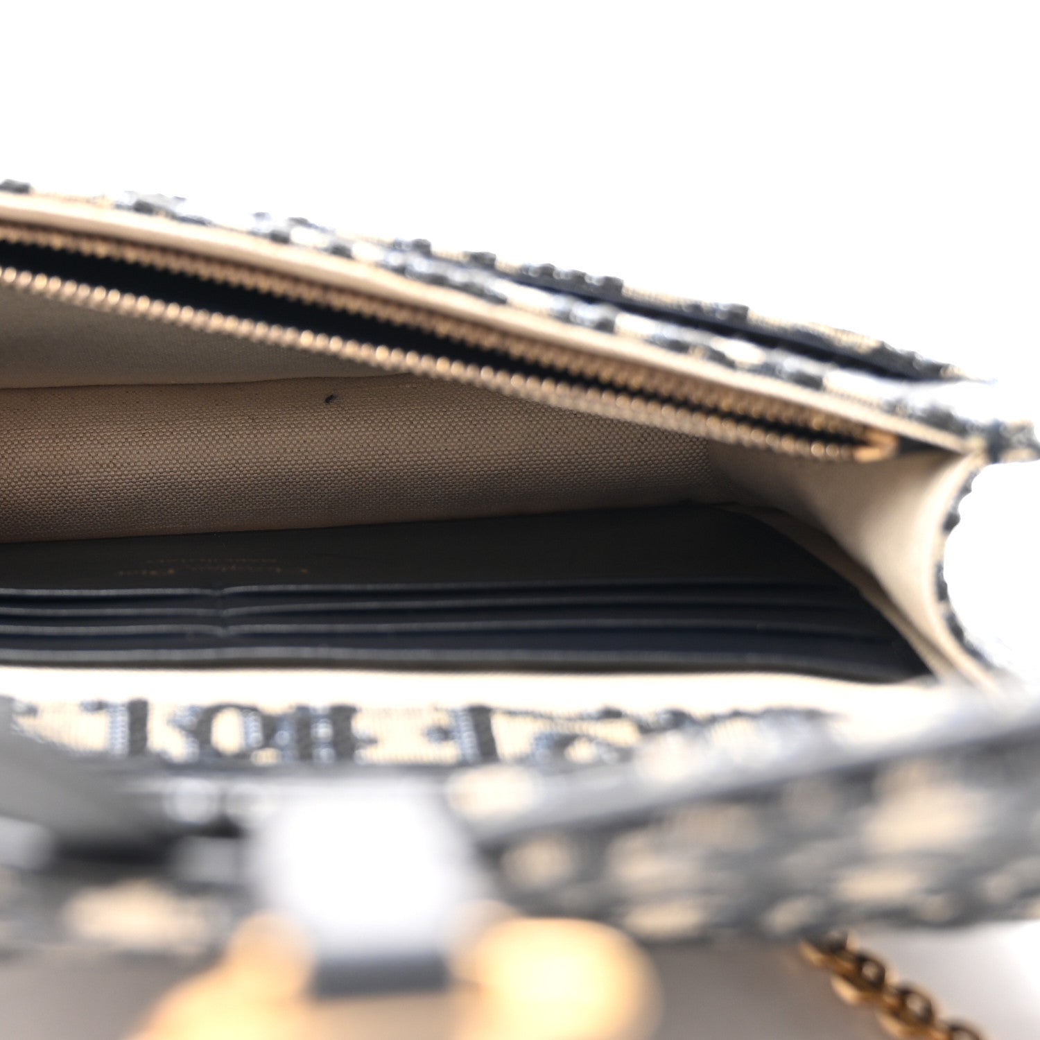 Christian Dior Oblique Saddle Chain Pouch Blue