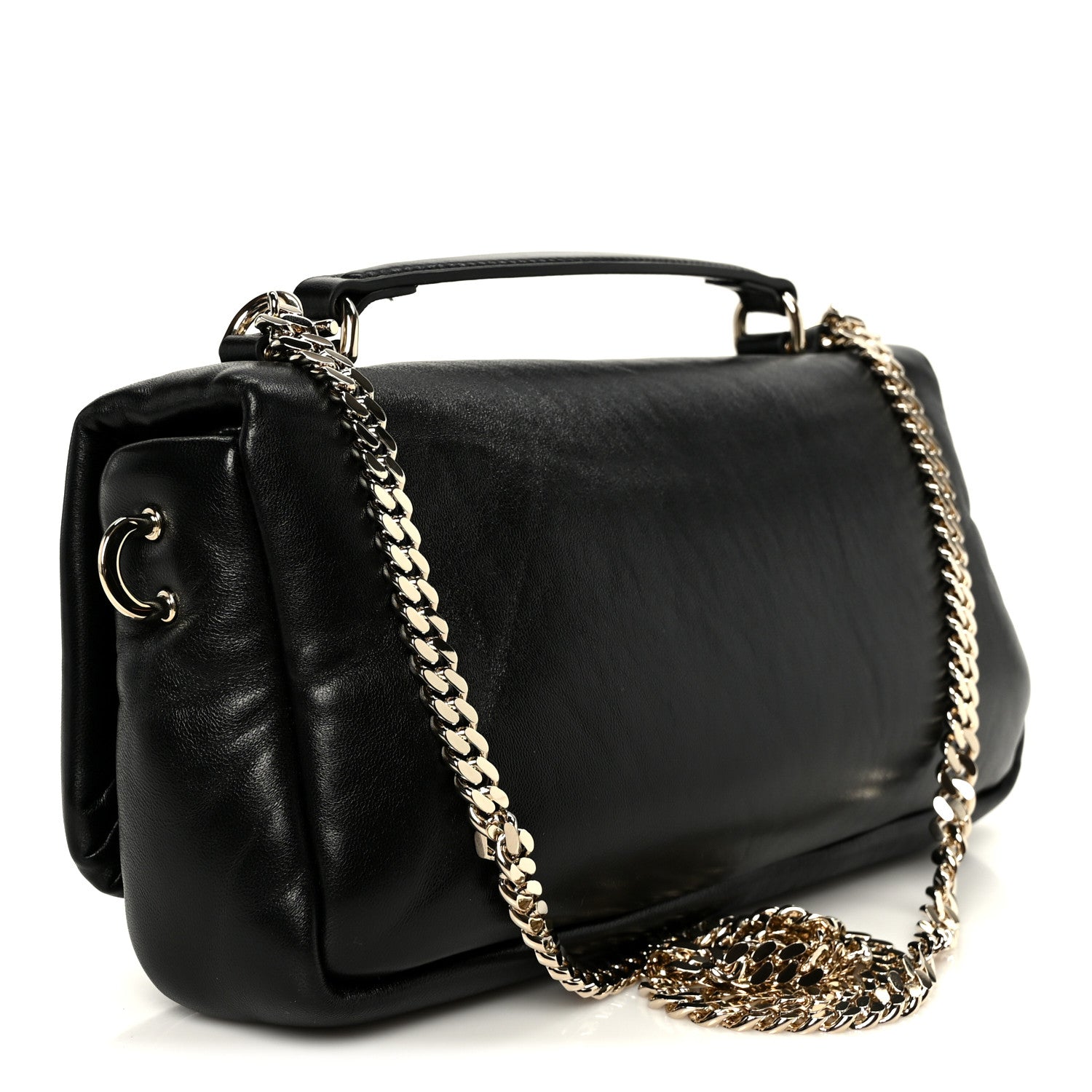 Gucci Lambskin Small GG Milano Top Handle Shoulder Bag Black