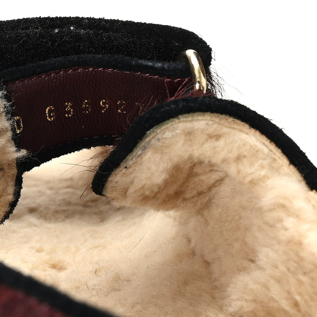 Calf Hair Suede Shearling Dad Sandals 37.5 Burgundy Black