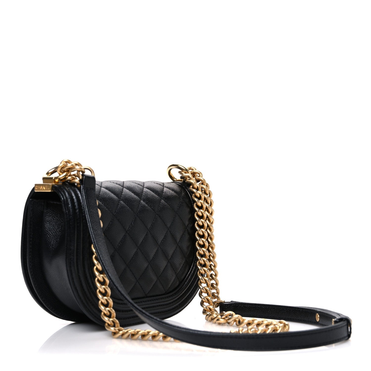Chanel Caviar Quilted Small Boy Messenger Bag Black