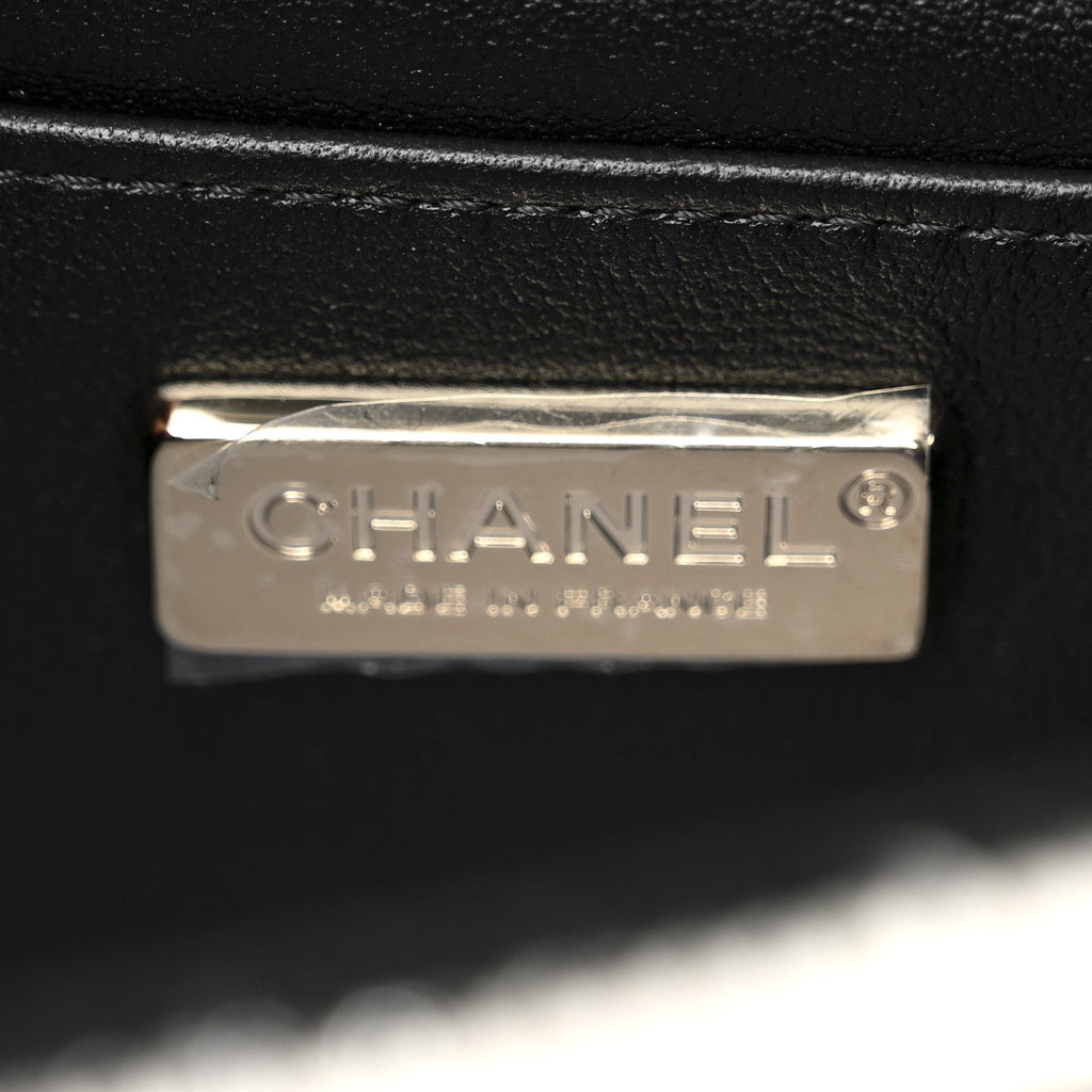 Chanel Striped Tweed Sequin Quilted Camellia Embellished Mini Rectangular Flap Ecru Black
