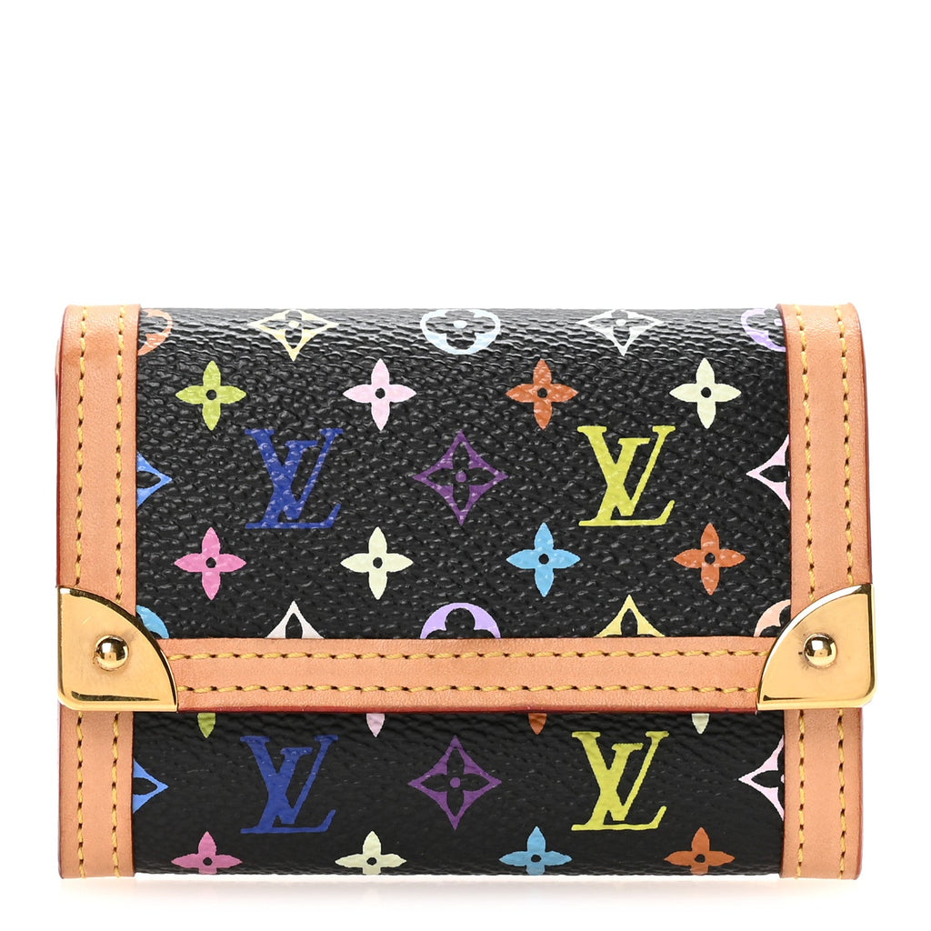 Louis Vuitton Monogram Multicolor Porte-Monnaie Plat Coin Purse Black