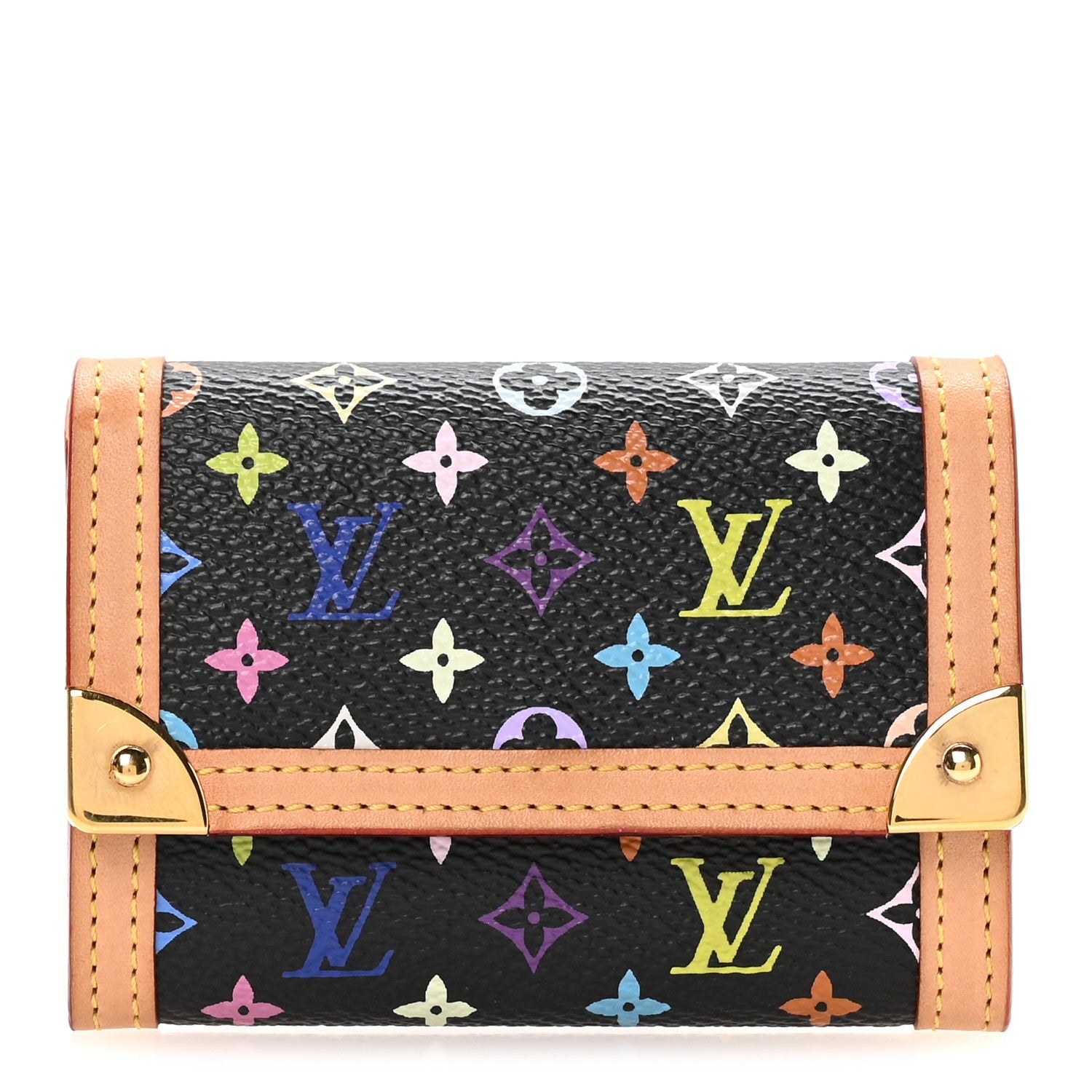Louis Vuitton Monogram Multicolor Porte-Monnaie Plat Coin Purse Black