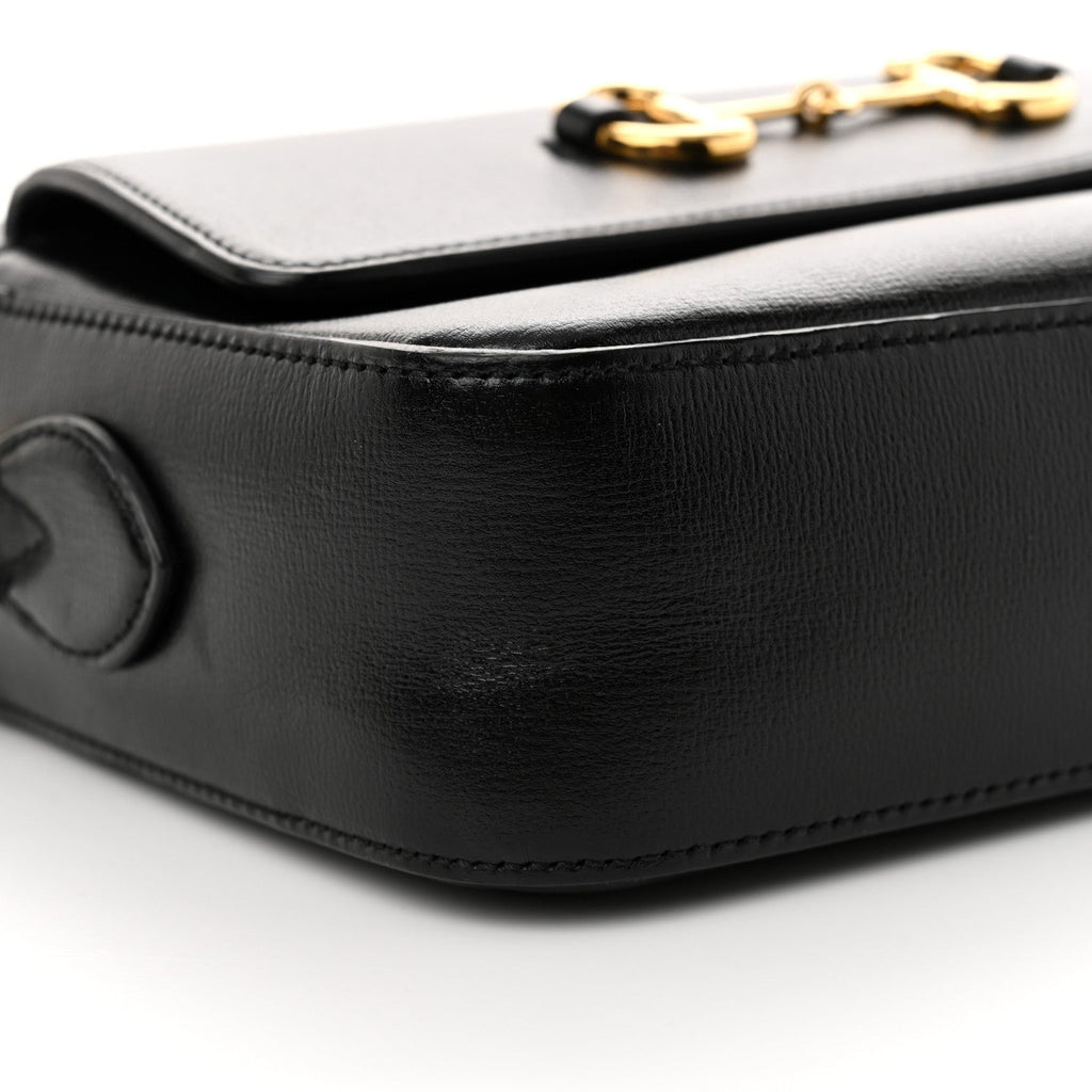 Gucci Textured Calfskin Small Horsebit 1955 Shoulder Bag Black
