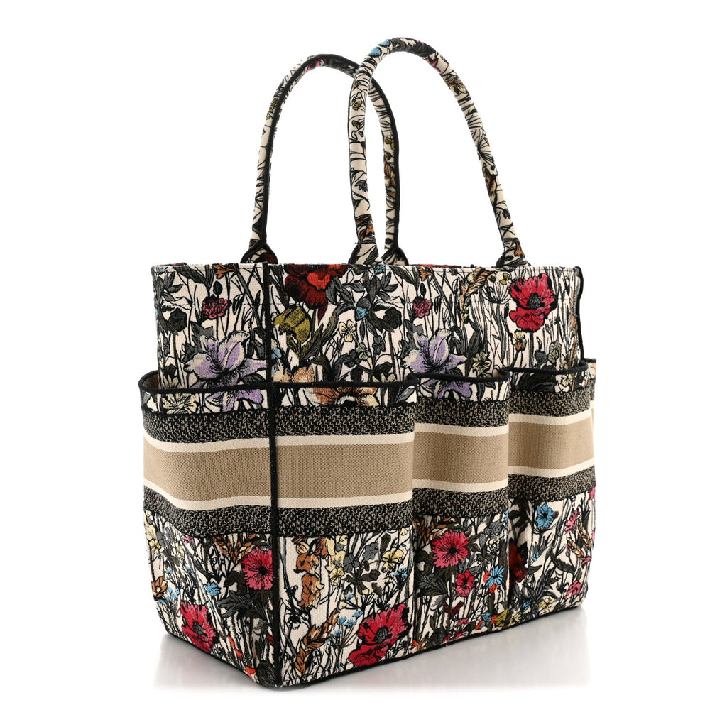 Christian Dior Canvas Embroidered Mille Fleurs Catherine Tote Multicolor