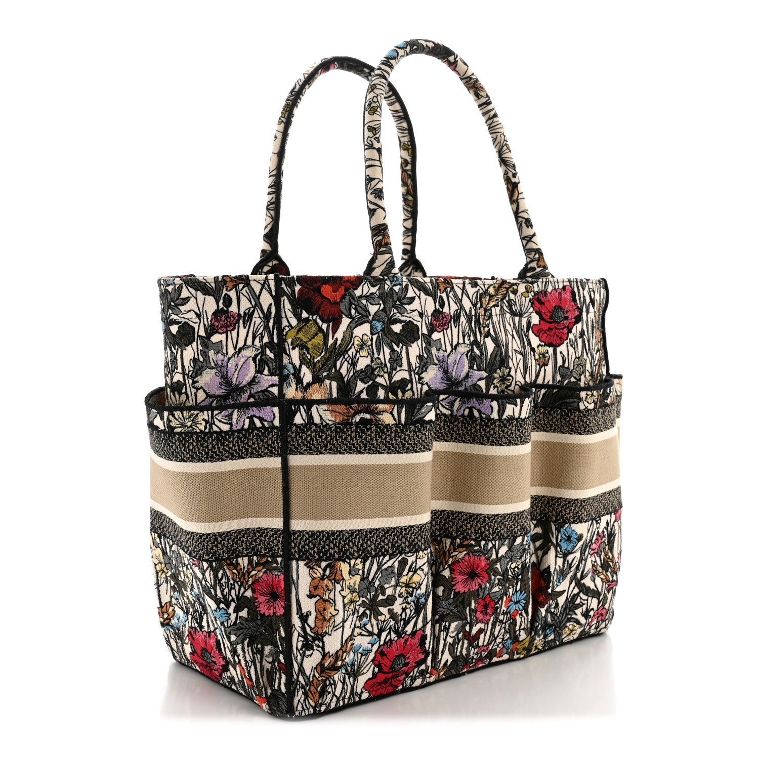 Christian Dior Canvas Embroidered Mille Fleurs Catherine Tote Multicolor