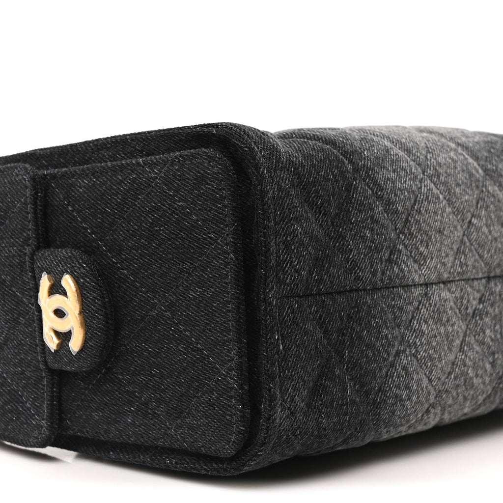 Chanel Washed Denim Quilted Mini Chanel 25 Handbag Black