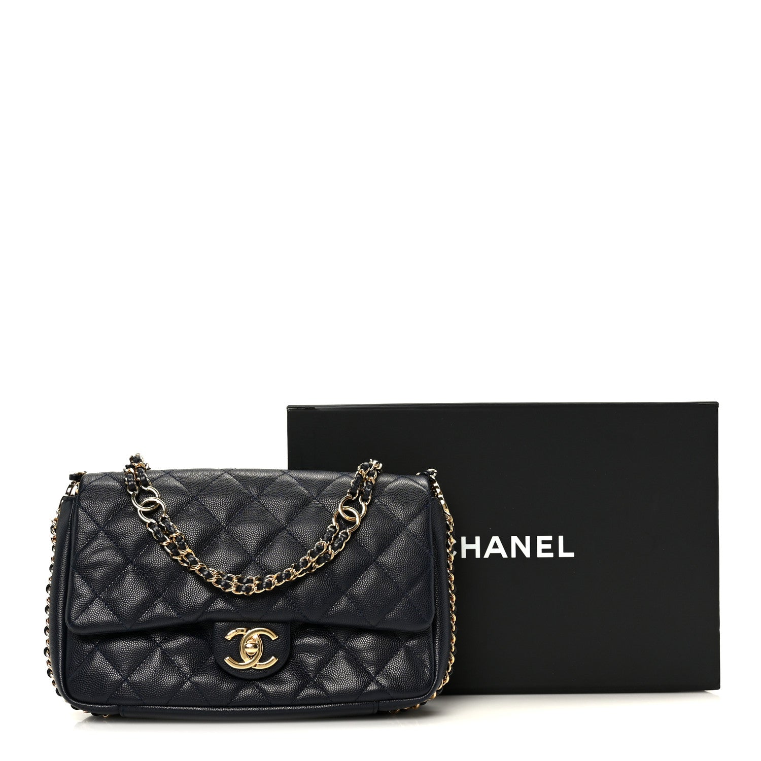 Chanel Caviar Quilted Small CC You Flap Navy