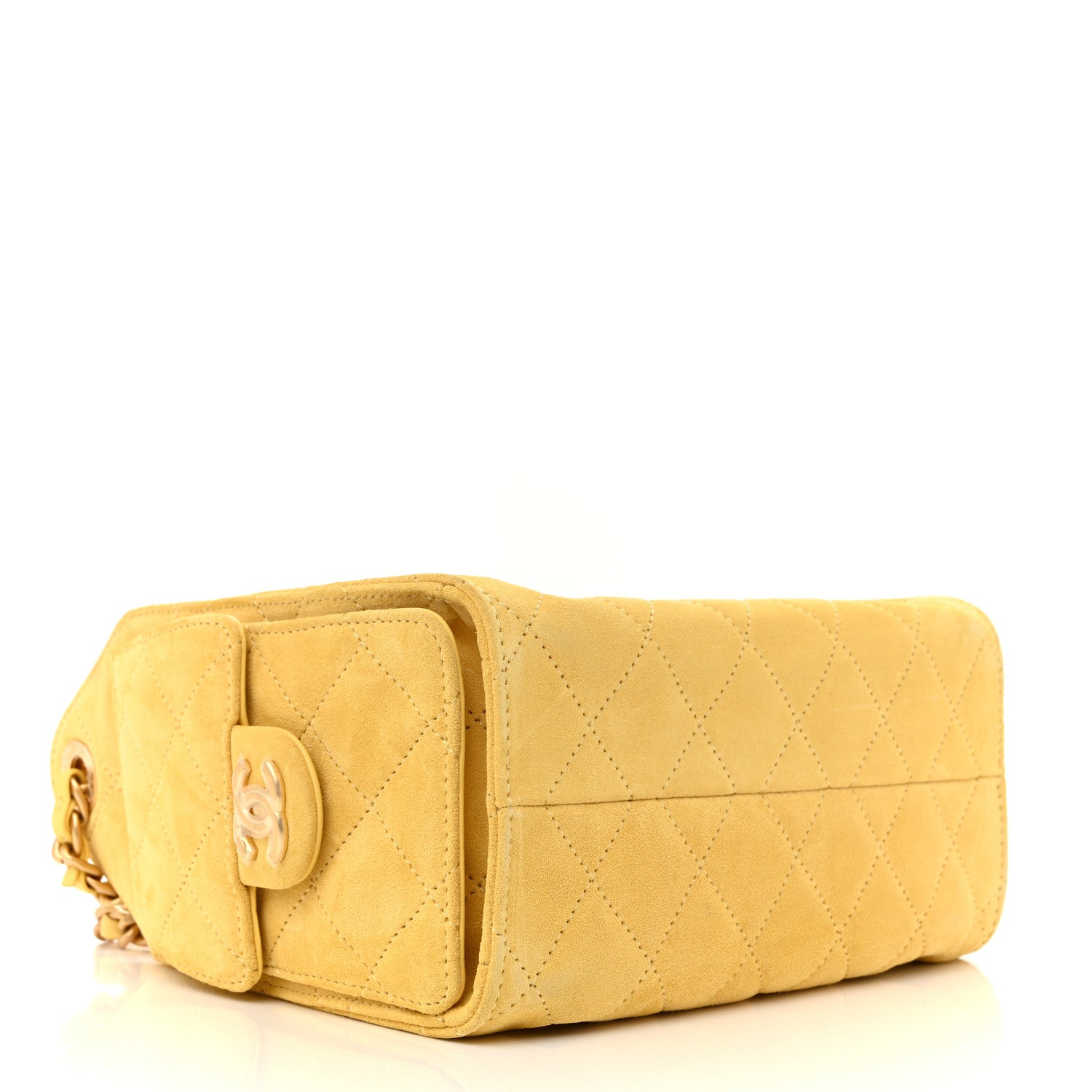 Chanel Suede Quilted Mini Chanel 25 Handbag Yellow