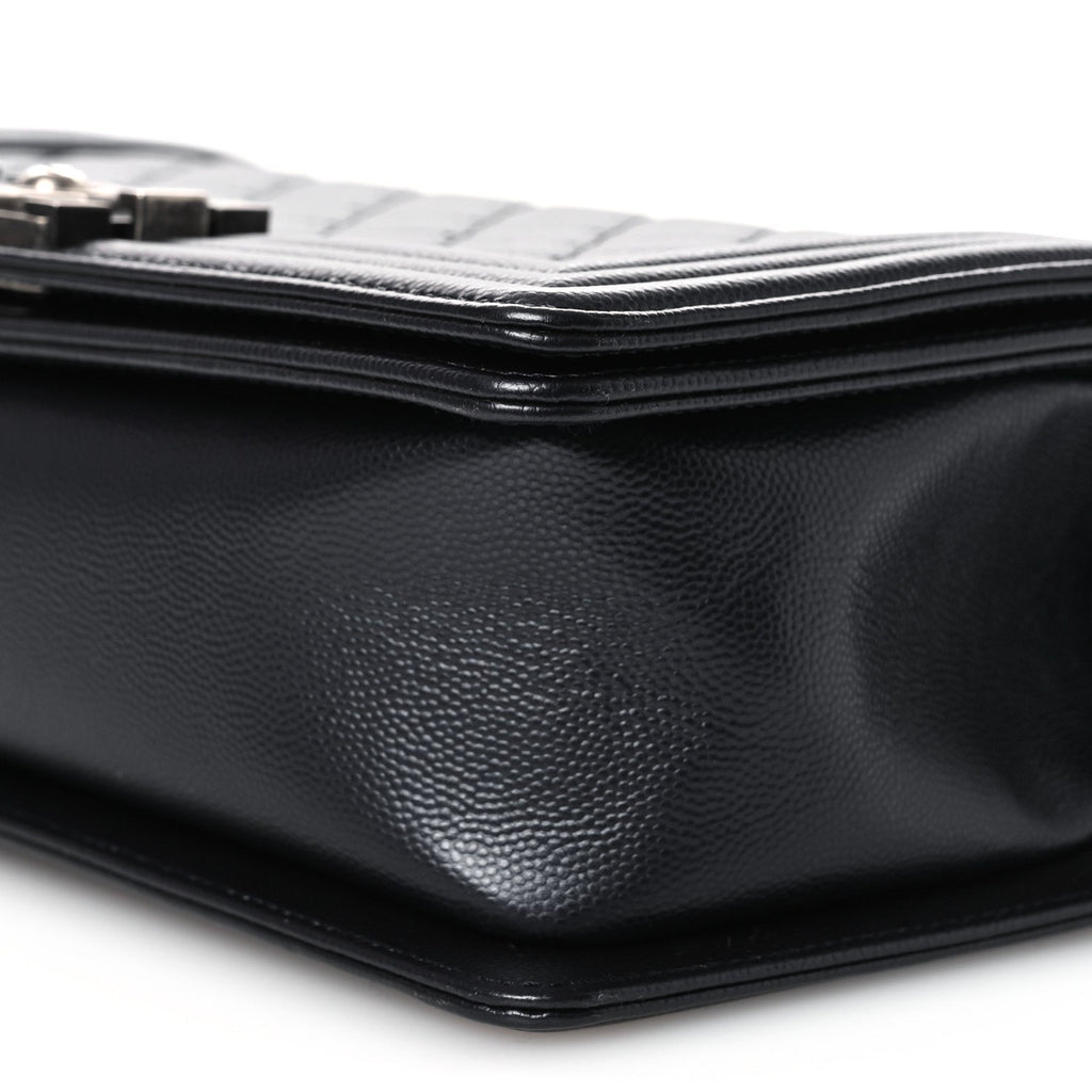 Chanel Metallic Caviar Quilted Medium Boy Flap Navy