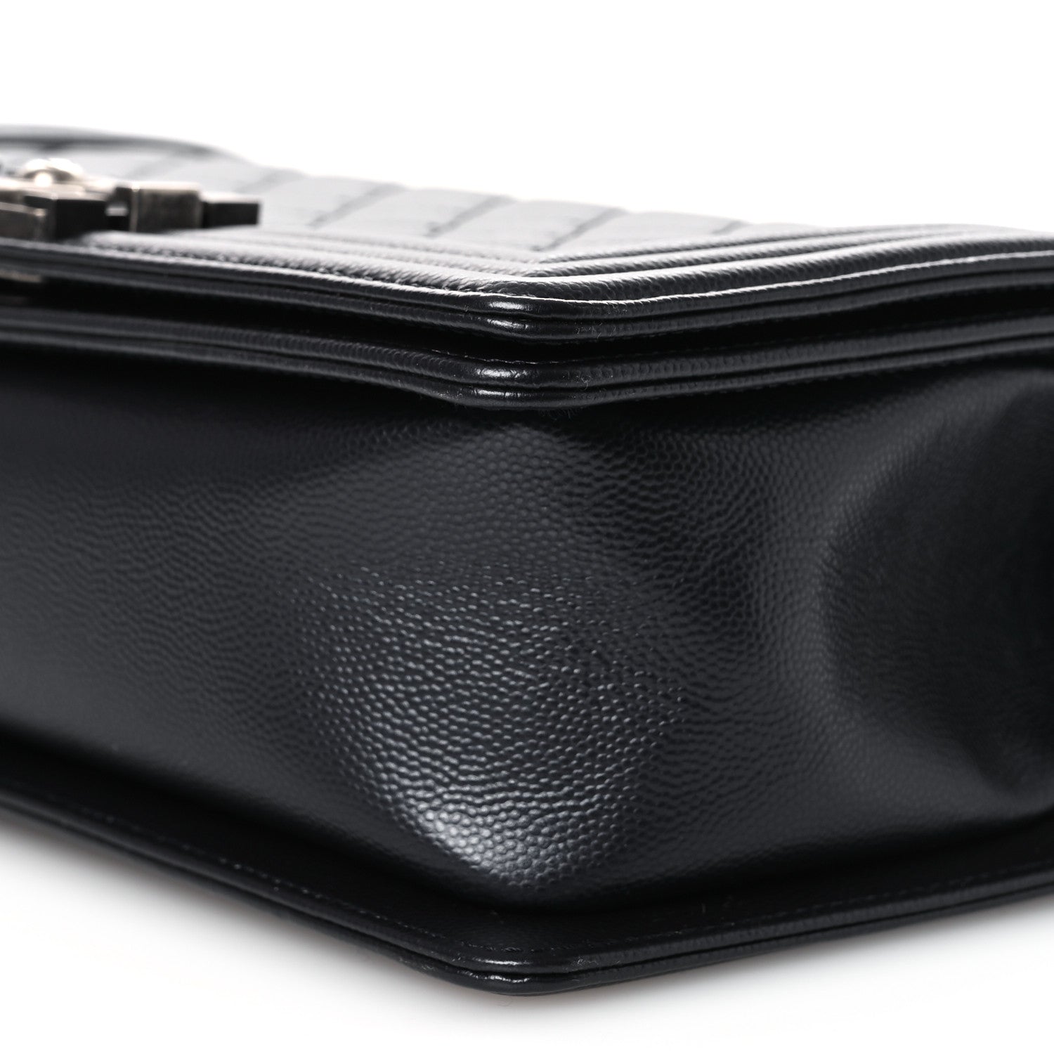 Chanel Metallic Caviar Quilted Medium Boy Flap Navy