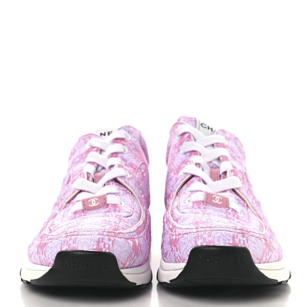 Chanel Tweed CC Sneakers 39 Pink