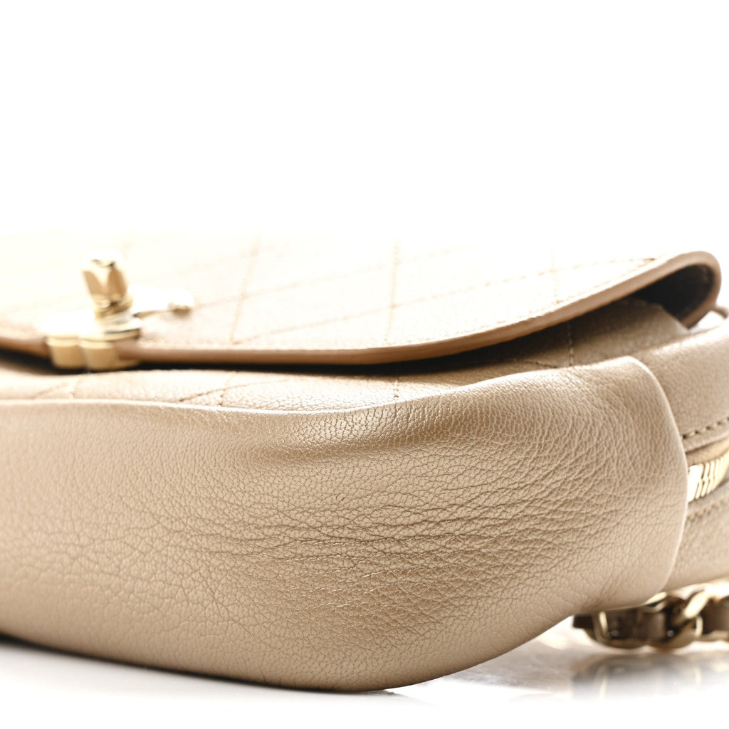 Chanel Metallic Calfskin Quilted Waist Bag Gold