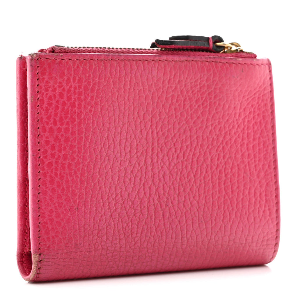 Gucci Dollar Calfskin GG Marmont Compact Wallet Box Pink