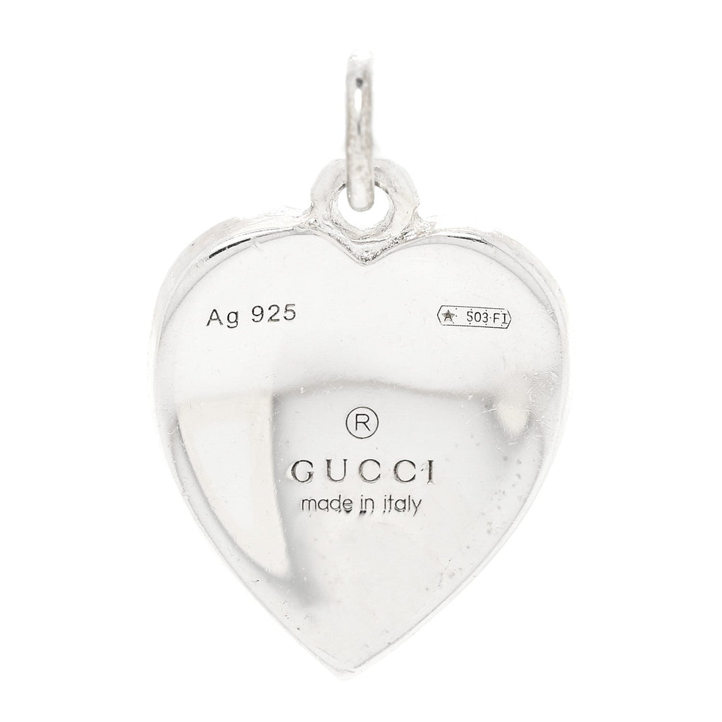 Gucci Sterling Silver Enamel Interlocking G Heart Pendant Red