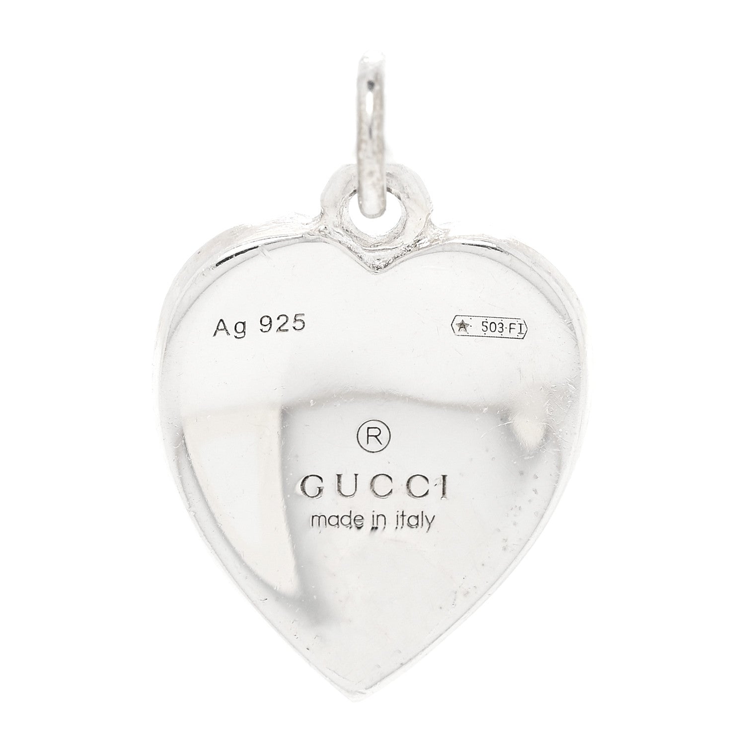 Gucci Sterling Silver Enamel Interlocking G Heart Pendant Red