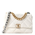 Chanel Goatskin Quilted Large Chanel 19 Flap White