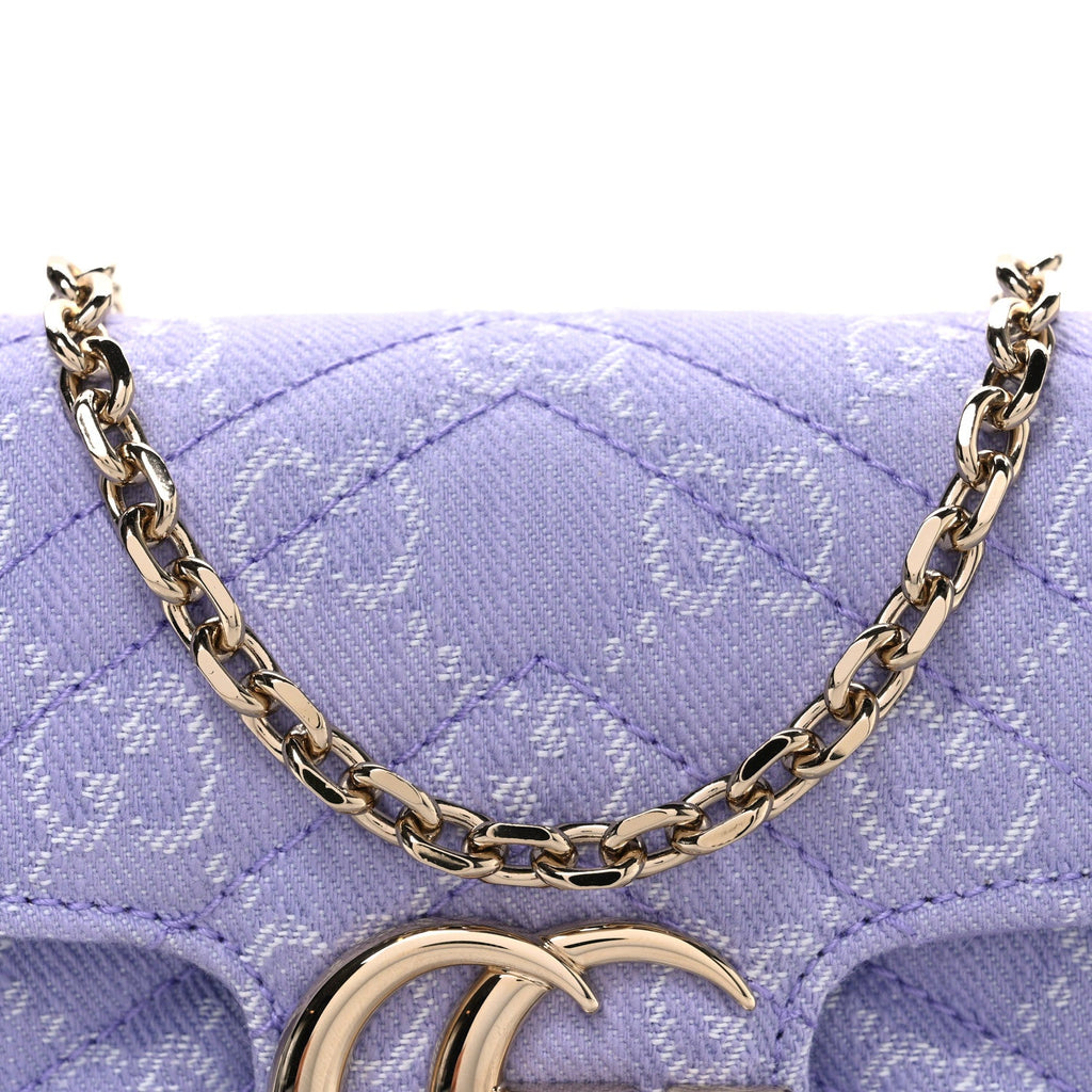 Gucci Denim GG Monogram Mini GG Marmont Shoulder Bag Light Purple