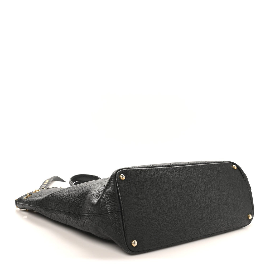 Chanel Caviar Quilted Grommet Embellished Piercing Chic Tote Bag Black
