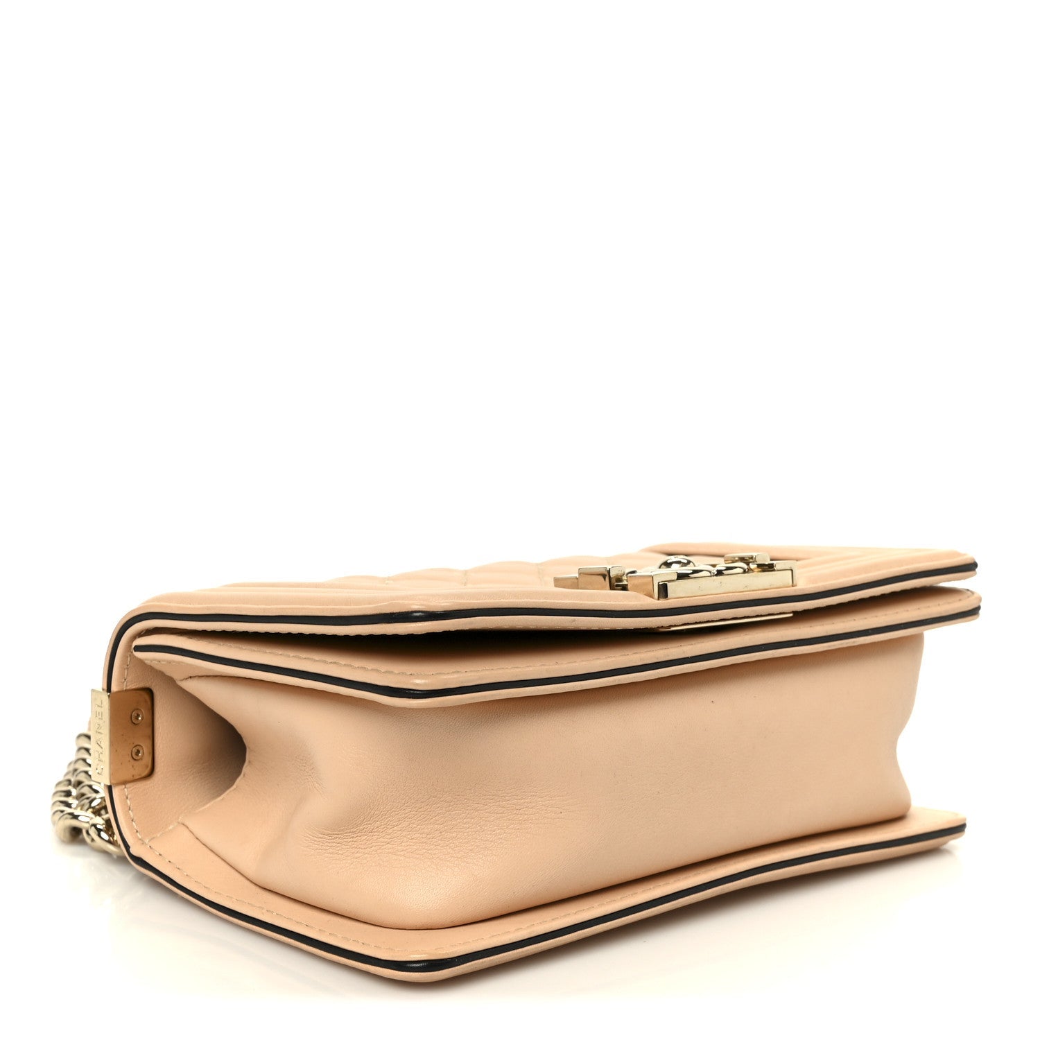 Chanel Calfskin Quilted Small Boy Top Handle Flap Beige Clair