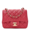 Chanel Lambskin Quilted Mini Square Flap Dark Pink