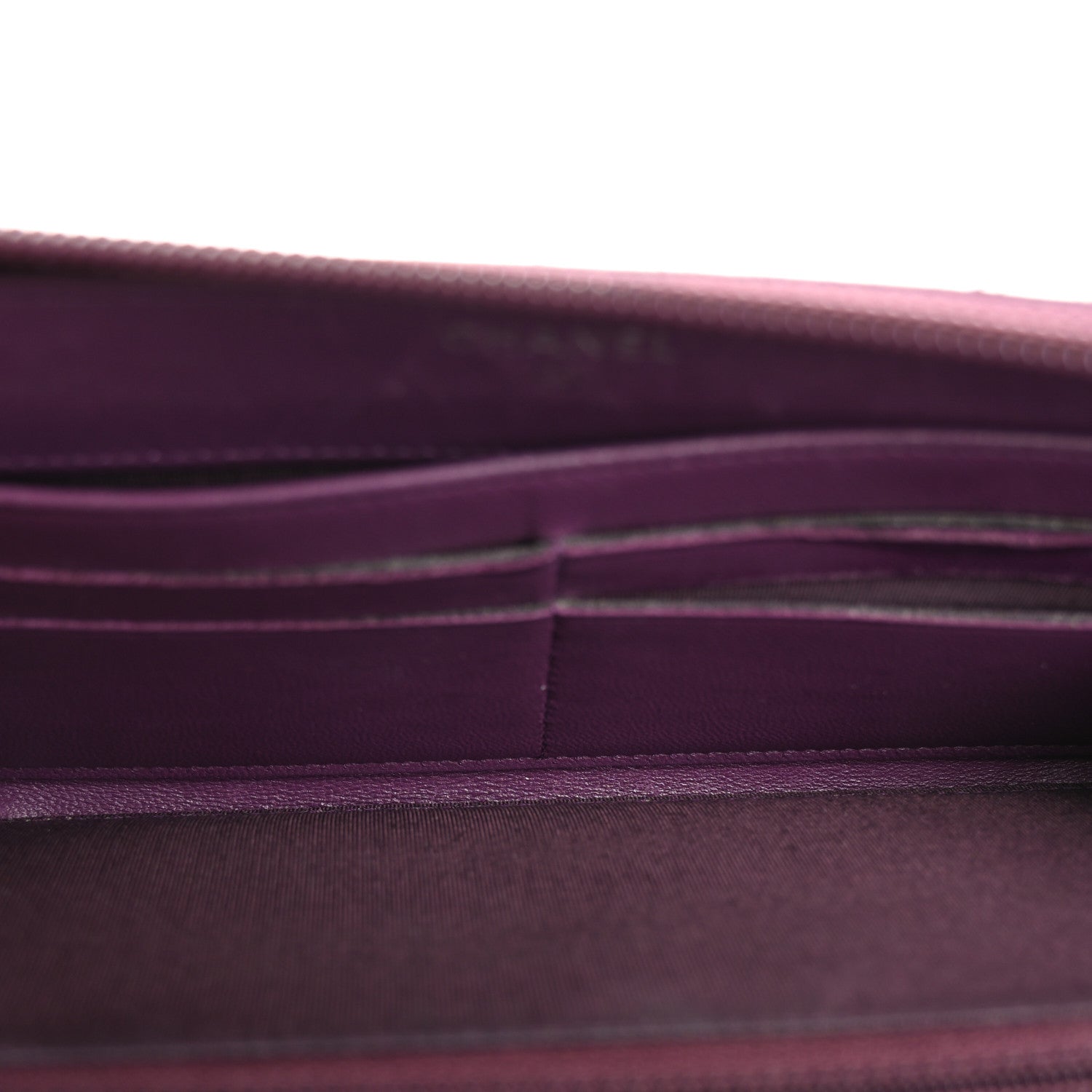 Lambskin Quilted Boy Zip Around Wallet Purple