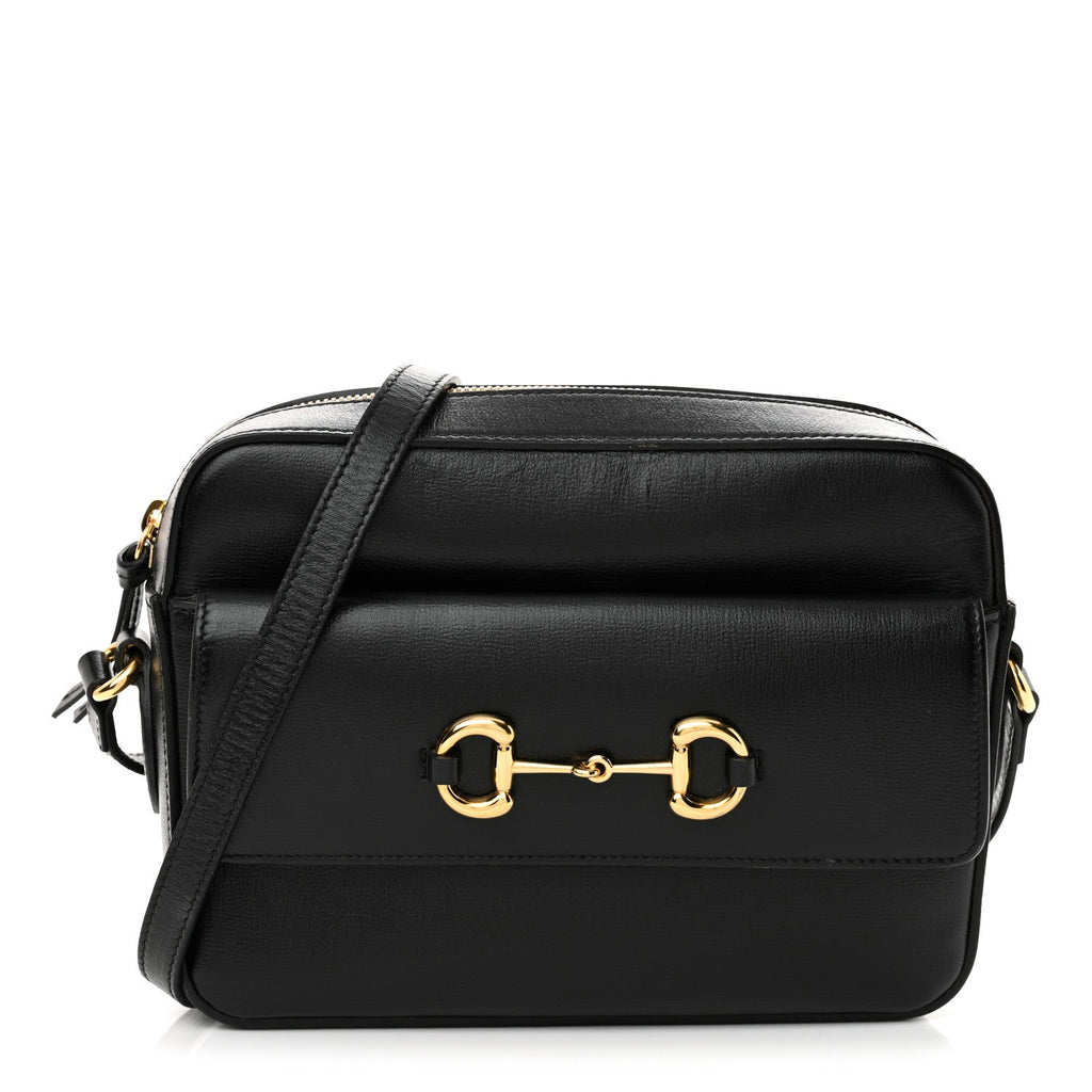 Gucci Textured Calfskin Small Horsebit 1955 Shoulder Bag Black