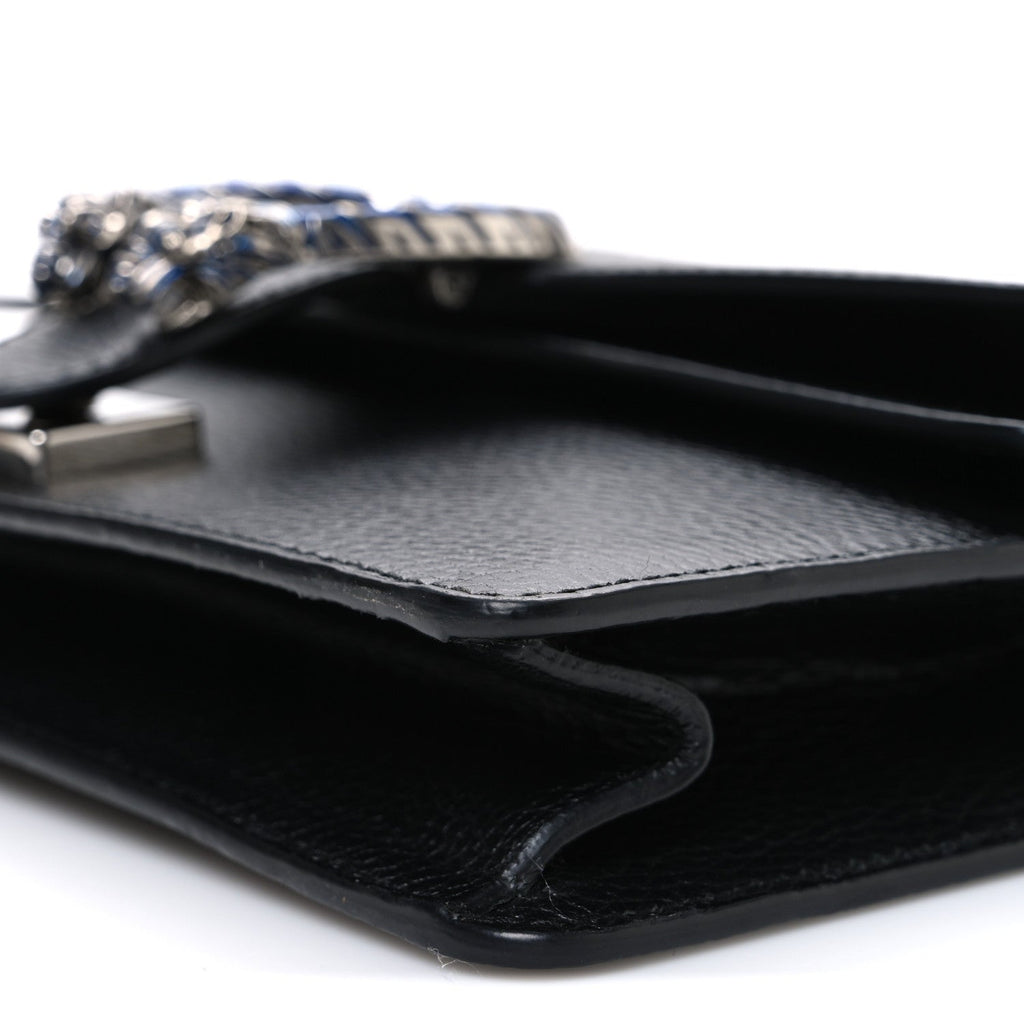 Gucci Dollar Calfskin Enamel Small Dionysus Shoulder Bag Black Electric Blue