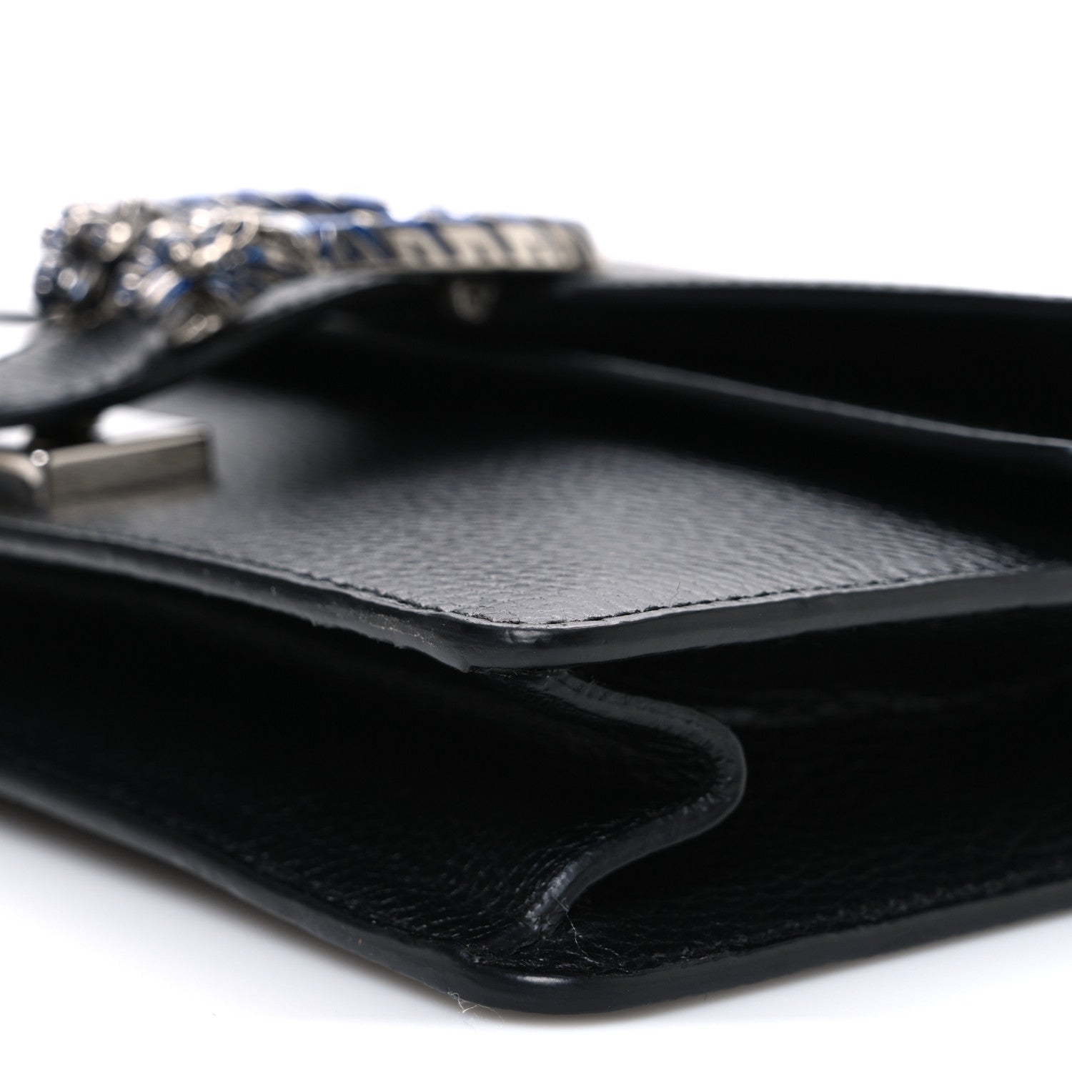 Gucci Dollar Calfskin Enamel Small Dionysus Shoulder Bag Black Electric Blue
