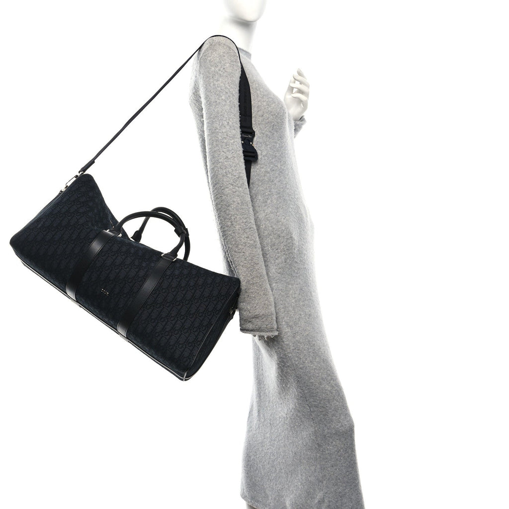 Christian Dior Oblique Jacquard Grained Calfskin Lingot 50 Black
