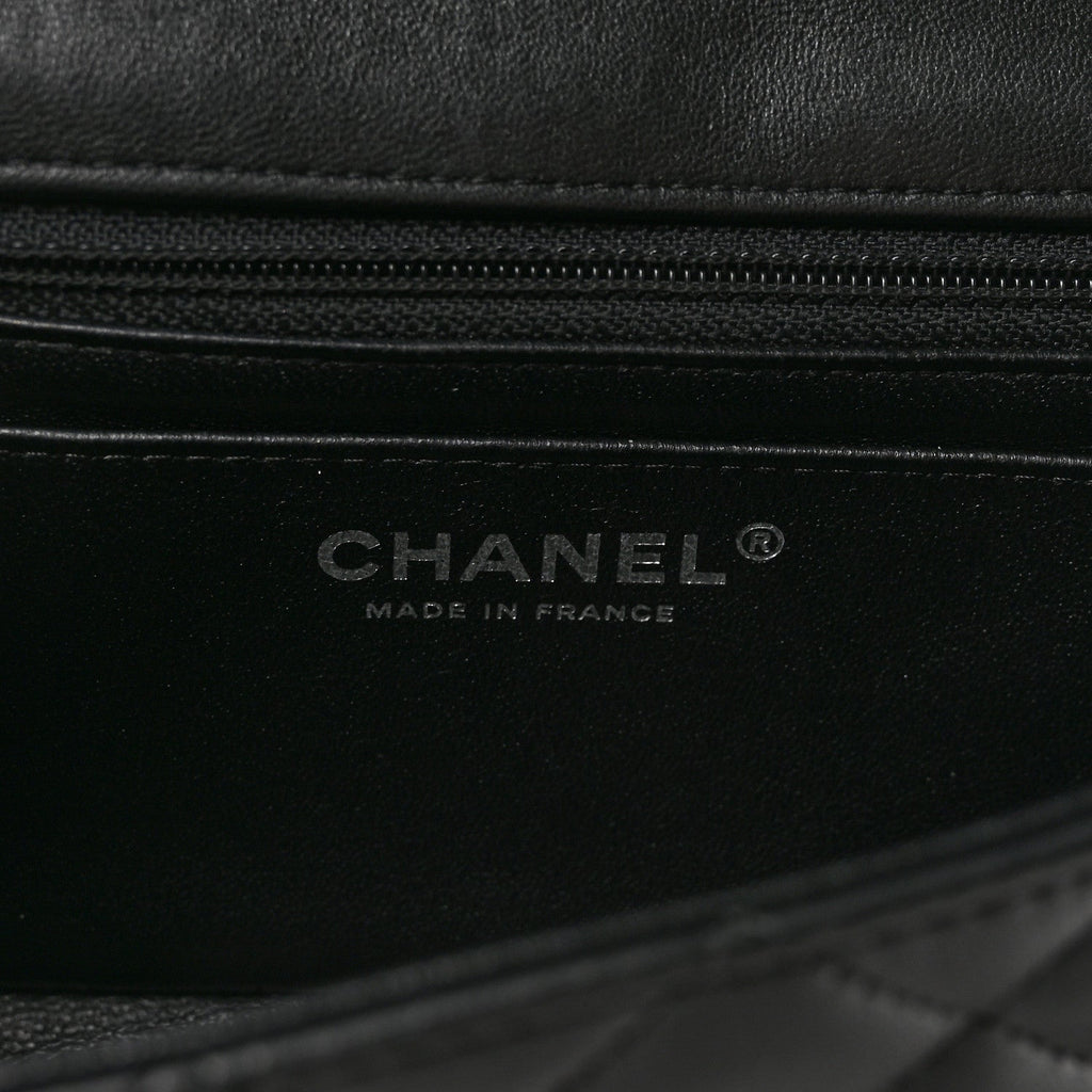 Chanel Lambskin Quilted Mini Rectangular Flap Black