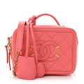 Chanel Caviar Quilted Small CC Filigree Vanity Case Coral