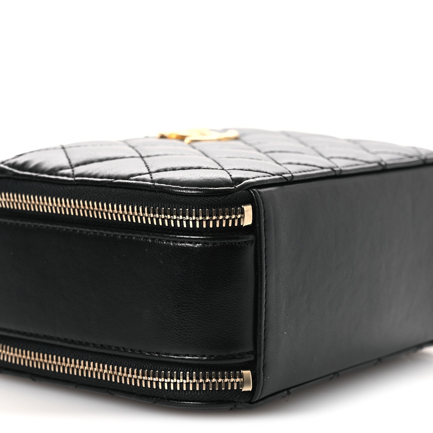Chanel Shiny Calfskin Quilted Small Pick Me Up Vanity Case Black