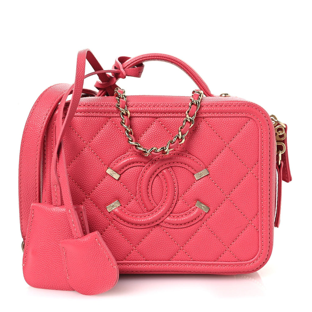 Chanel Caviar Quilted Small CC Filigree Vanity Case Pink