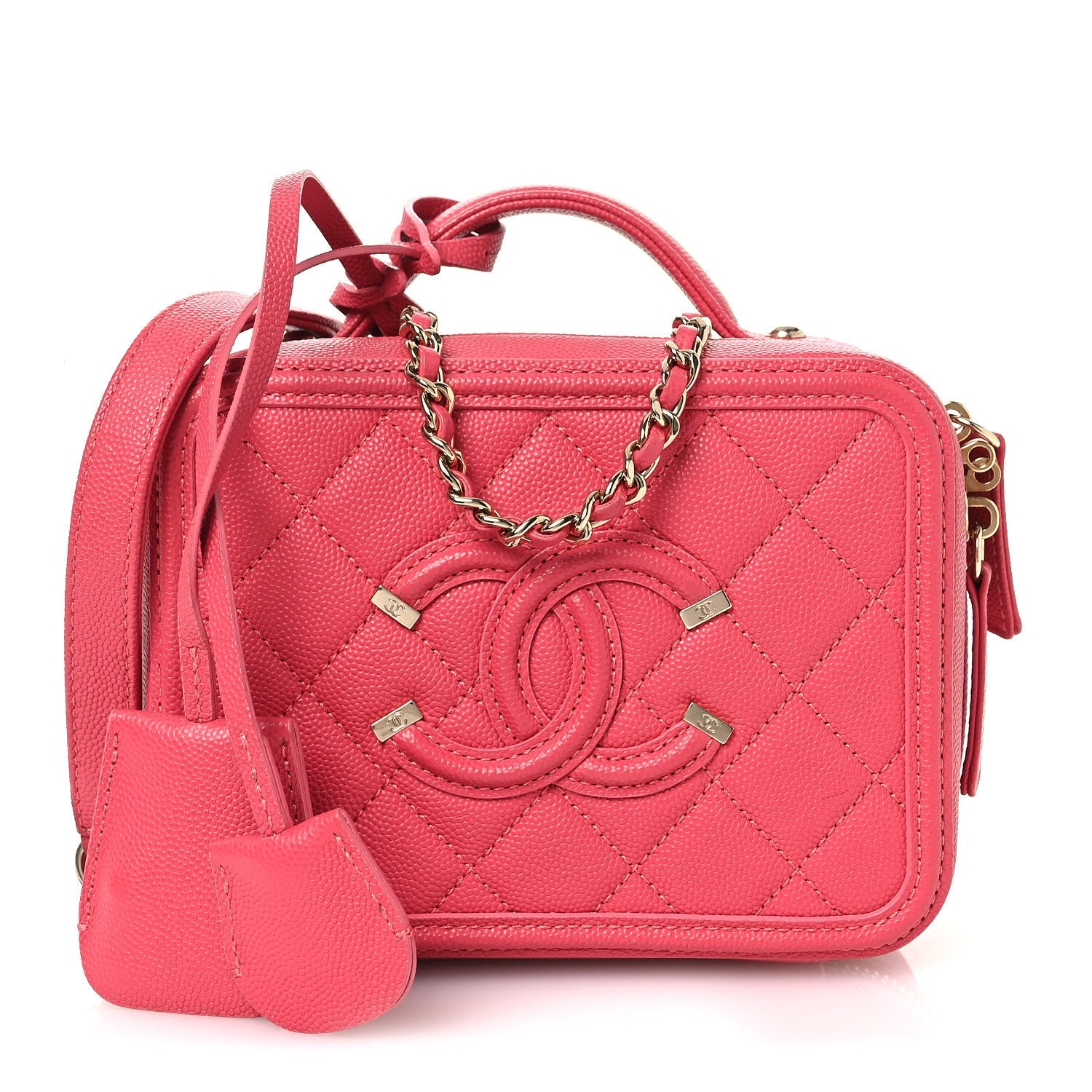 Chanel Caviar Quilted Small CC Filigree Vanity Case Pink