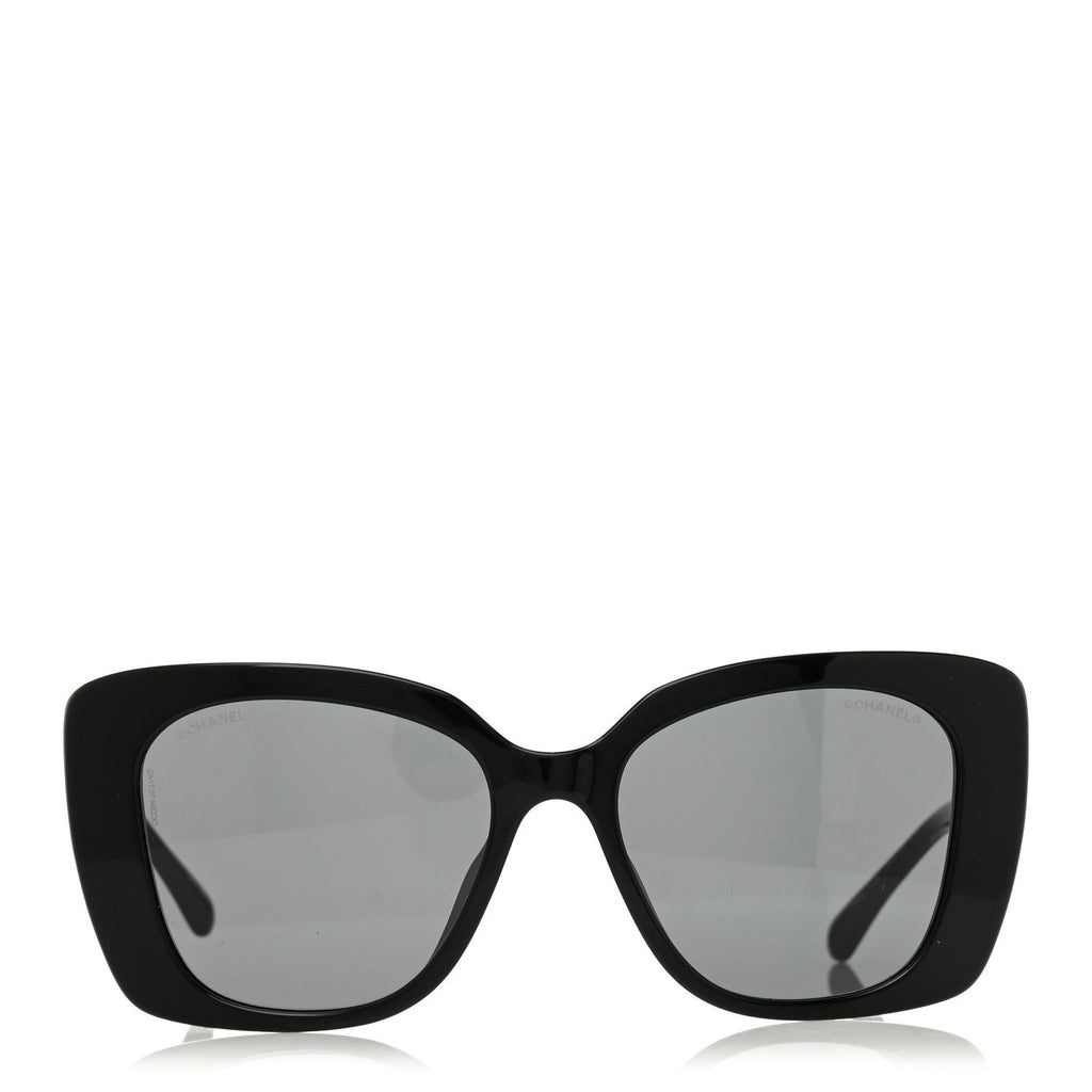 Acetate Strass Square Sunglasses 5422-B-A Black White