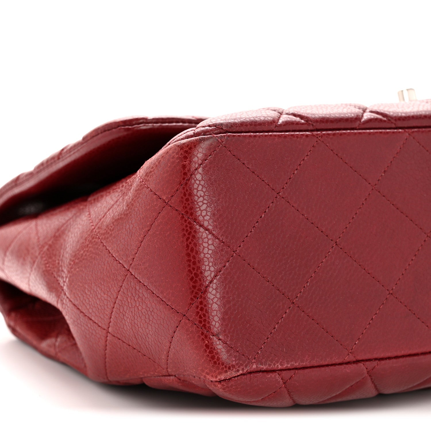 Chanel Caviar Quilted Jumbo Double Flap Dark Red