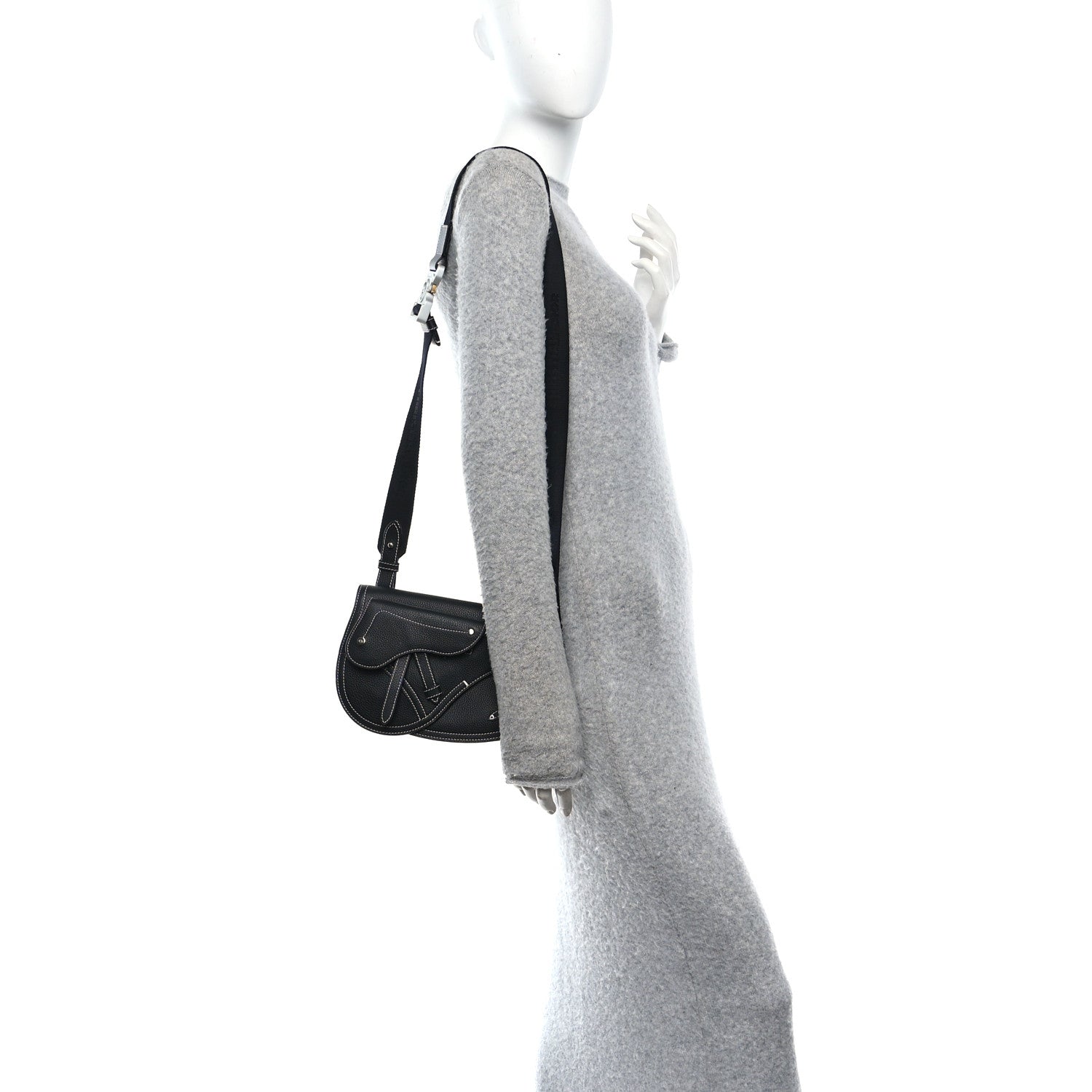 Christian Dior X KAWS Grained Calfskin Saddle Pouch Black